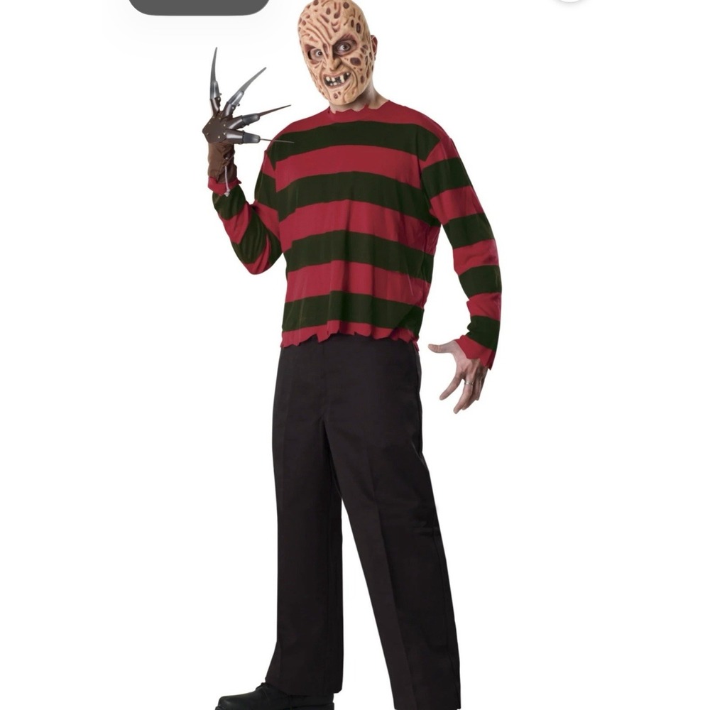 Freddy Krueger Adult Halloween Costume Shirt /Mask Nightmare on Elm STANDARD M/L
